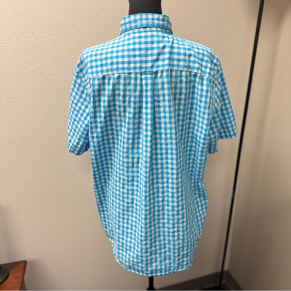 Chaps Blue Checkered Men's Short Sleeve Shirt. Easy Care. Size Large - Picture 4 of 8